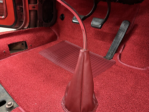 1963 Corvair in for some fresh new carpets and custom shifter boot made in house!